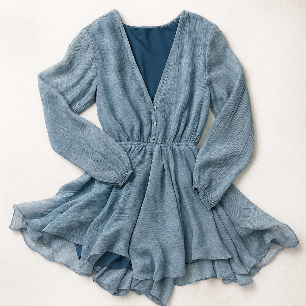 LoveShackFancy denim blue color dress